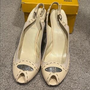 Fendi Women's Beige Peep-Toe Heels